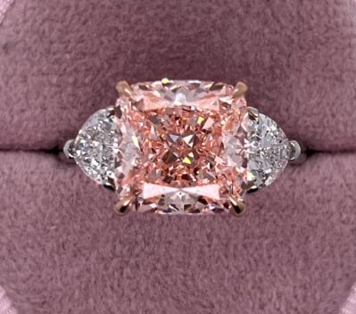 5 Carat Cushion Cut Certified VVS1 Lab Grown Diamond in 14KT Solid White Gold Engagement Ring: 5 Carat Cushion Cut Certified VVS1 Lab Grown Diamond in 14KT Solid White Gold Engagement Ring - Side Stone Lab Grown Diamonds VVS1 D Heart Cut 0.70 Ct - Excellent Luster -& Free Shipping - Ring Size U