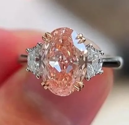 3 Carat Oval Cut Certified VVS1 Lab Grown Diamond in 14KT Solid White Gold Engagement Ring: 3 Carat Oval Cut Certified VVS1 Lab Grown Diamond in 14KT Solid White Gold Engagement Ring - Side Stone Lab Grown Diamonds VVS1 D Fancy Cut 0.60 Ct - Excellent Luster -& Free Shipping - Ring Size US 6