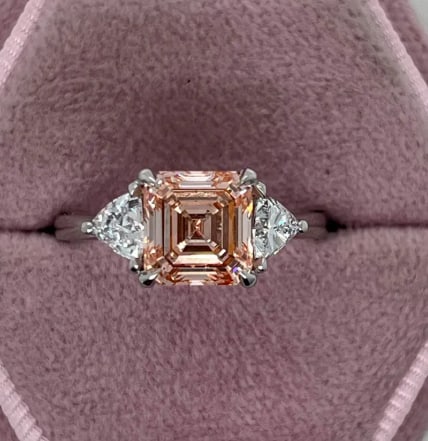3 Carat Asscher Cut Certified VVS1 Lab Grown Diamond in 14KT Solid White Gold Engagement Ring: 3 Carat Asscher Cut Certified VVS1 Lab Grown Diamond in 14KT Solid White Gold Engagement Ring - Side Stone Lab Grown Diamonds VVS1 D Fancy Cut 0.50 Ct - Excellent Luster -& Free Shipping - Ring Size U