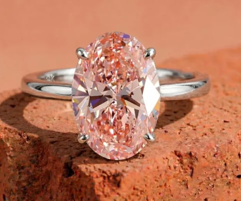 5 Carat Oval Cut Certified VVS1 Lab Grown Diamond in 14KT Solid White Gold Engagement Ring: 5 Carat Oval Cut Certified VVS1 Lab Grown Diamond in 14KT Solid White Gold Engagement Ring - Ring Szie US 6