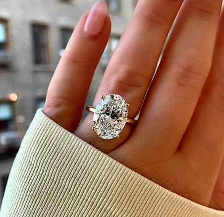 3 Ct Oval Cut Certified D VVS1 Lab Grown Diamond in 14KT Solid Yellow Gold Engagement Ring: 3 Ct Oval Cut Certified D VVS1 Lab Grown Diamond in 14KT Solid Yellow Gold Engagement Ring - Side Stone Lab Grown Diamonds VVS1 D Fancy Cut 0.80 Ct - Excellent Luster -& Free Shipping - Ring Size US 6