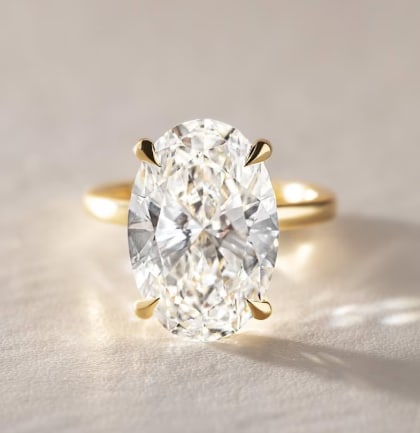 6.5 Ct Oval Cut Certified D VVS1 Lab Grown Diamond in 14KT Solid Yellow Gold Engagement Ring: 6.5 Ct Oval Cut Certified D VVS1 Lab Grown Diamond in 14KT Solid Yellow Gold Engagement Ring - Side Stone Lab Grown Diamonds VVS1 D Round Cut 0.40 Ct - Excellent Luster -& Free Shipping - Ring Size US