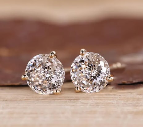 4 Ct Portuguese Cut Certified D VVS1 Lab Grown Diamond in 14KT Solid Rose Gold Earrings: 4 Ct Portuguese Cut Certified D VVS1 Lab Grown Diamond in 14KT Solid Rose Gold Earrings