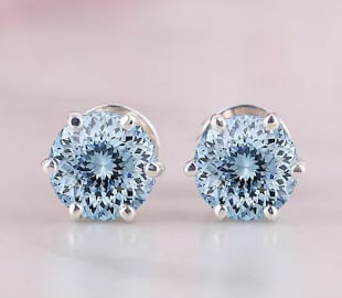 4 Ct Portuguese Cut Certified Blue VVS1 Lab Grown Diamond in 14KT Solid White Gold Earrings: 4 Ct Portuguese Cut Certified Blue VVS1 Lab Grown Diamond in 14KT Solid White Gold Earrings