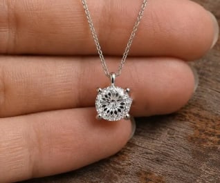 3 Ct Portuguese Cut Certified D VVS1 Lab Grown Diamond in 14KT Solid White Gold Pendant -: 3 Ct Portuguese Cut Certified D VVS1 Lab Grown Diamond in 14KT Solid White Gold Pendant