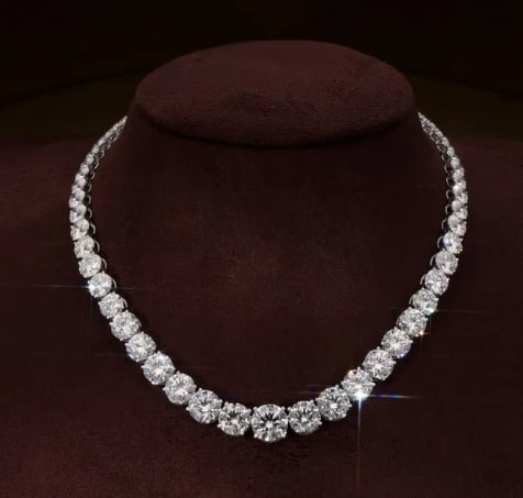 Certified 50 Carat Lab Grown Diamond Round Cut Necklace D/VVS1 14KT Solid White Gold - 18 INCH: Certified 50 Carat Lab Grown Diamond Round Cut Necklace D/VVS1 14KT Solid White Gold - 18 INCH