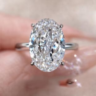 5.50 Carat Oval Cut Certified D VVS1 Lab Grown Diamond in 14KT Solid White Gold Engagement Ring: 5.50 Carat Oval Cut Certified D VVS1 Lab Grown Diamond in 14KT Solid White Gold Engagement Ring - Size Stone Lab Grown Diamonds VVS1 D color round cut 0.40 ct - Excellent Luster -& Free Shipping - Rin