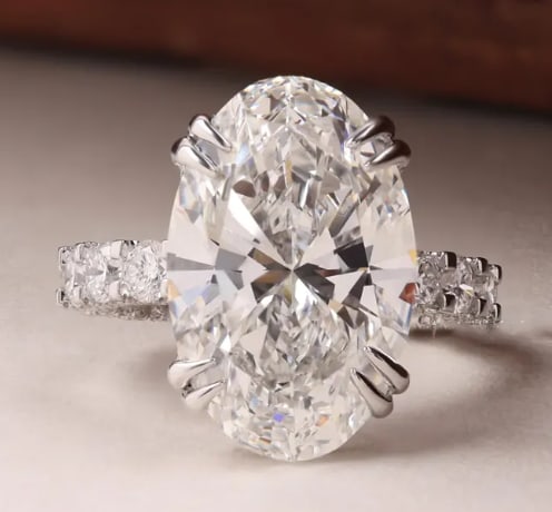 10 Carat Oval Cut Certified D VVS1 Lab Grown Diamond in 14KT Solid White Gold Engagement Ring (1 of 5)