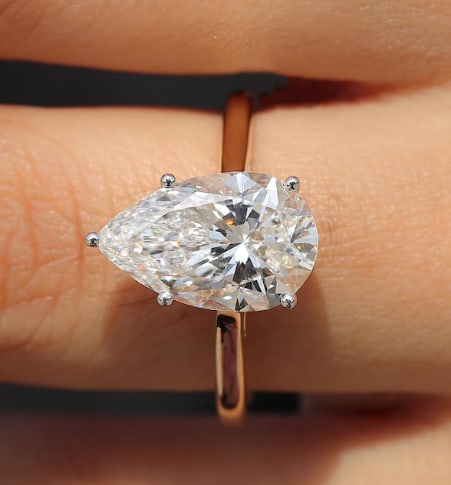 Certified Pear Cut 5.00 Carat Lab Grown Diamond Engagement Ring, 14kt Solid Yellow Gold: Certified Pear Cut 5.00 Carat Lab Grown Diamond Engagement Ring, 14kt Solid Yellow Gold - US 7 Ring Resize Available free of cost - Free Shipping,,
