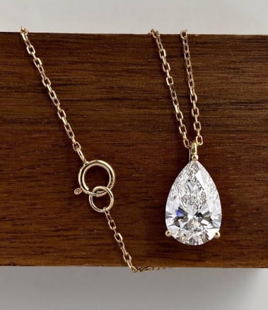 Certified Pear Cut 3 Ct D VVS1 Lab Grown Diamond Pendant Chain Necklace: CCertified Pear Cut 3 Ct D VVS1 Lab Grown Diamond Pendant Chain Necklace 14kt Solid Yellow Gold - Free Shipping….
