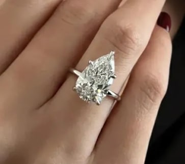 5 Ct Certified Pear Cut Lab Grown Diamond Solitaire Engagement Ring, 14k Solid Gold: 5 Ct Certified Pear Cut Lab Grown Diamond Solitaire Engagement Ring, 14k Solid Gold - Ring Size US 6.5 - Ring Resize Available free of cost - Free Shipping