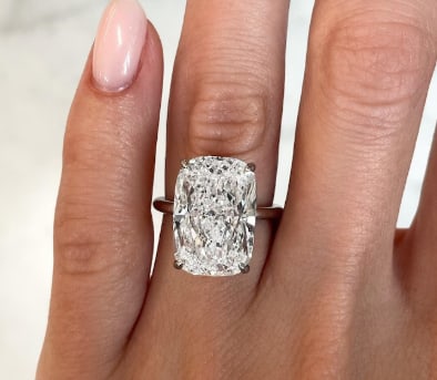 10 CT Long Cushion Cut Sparkling Lab Grown Diamond Prong Set Solitaire Anniversary Ring: 10 CT D VVS1 Long Cushion Cut Sparkling Lab Grown Diamond Prong Set Solitaire Proposal Anniversary Ring 14KT Solid White Gold - Ring Size - 6 - Ring Resize Available free of Cost - Free Shipping….