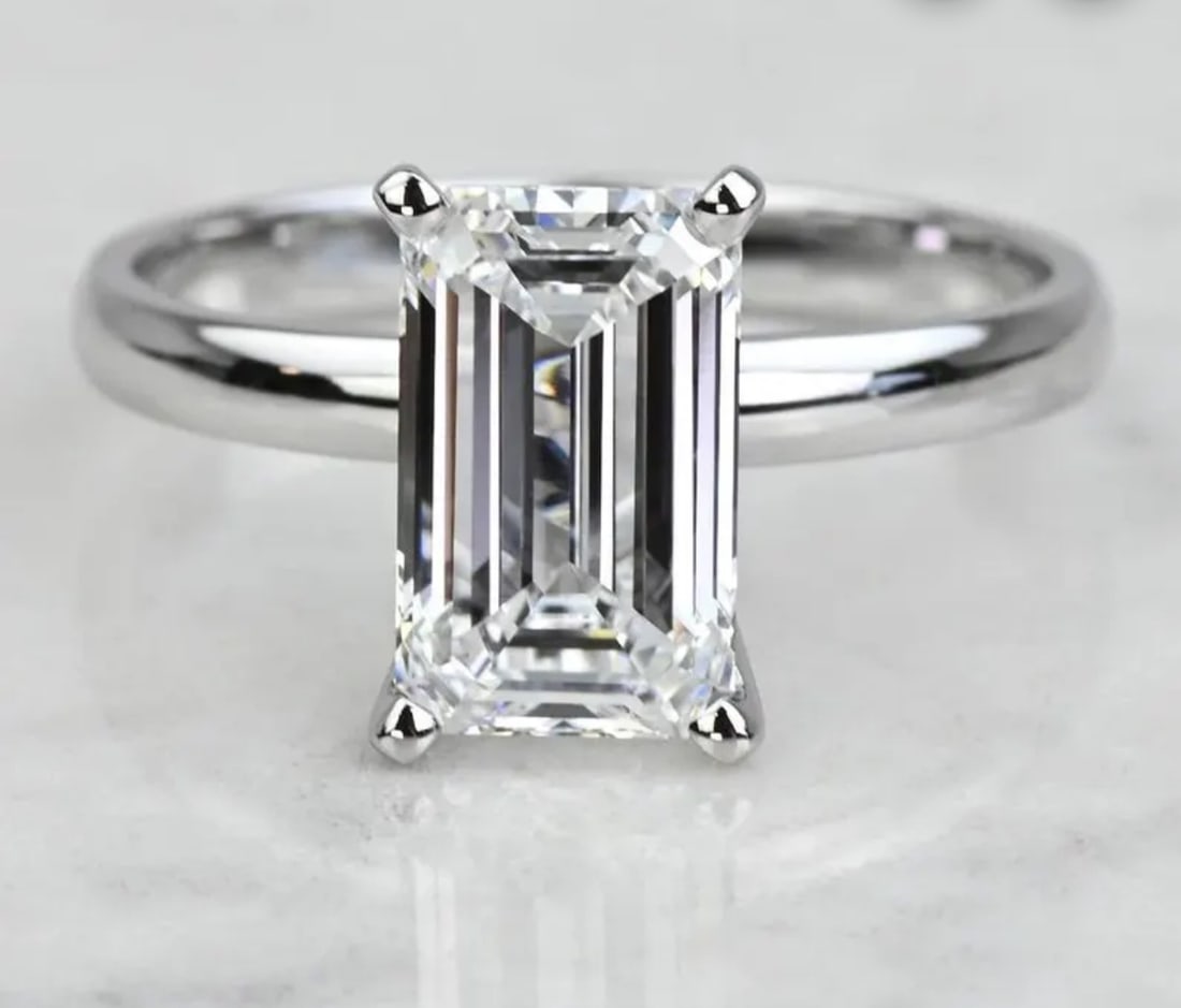 Certified 5.50 Carat Emerald Cut Lab Grown Diamond VVS1 D Color 14kt Solid White Gold Engagement: Certified 5.50 Carat Emerald Cut Lab Grown Diamond VVS1 D Color 14kt Solid White Gold Engagement Ring - Ring Size US - 7- Ring Resize Available free of cost - Free Shipping