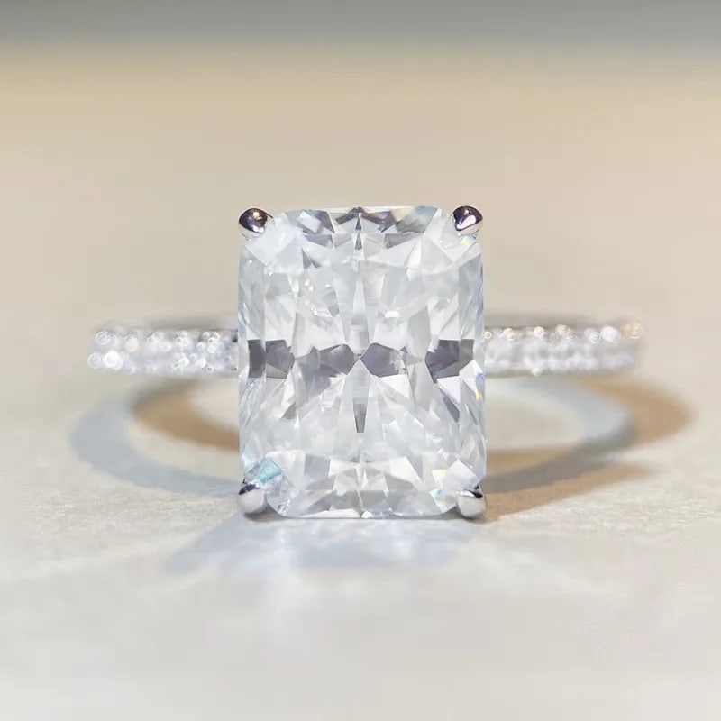 Certified 5.50 Carat Radiant Cut Lab Grown Diamond VVS1 D Color 14kt Solid White Gold Engagement: Certified 5.50 Carat Radiant Cut Lab Grown Diamond VVS1 D Color 14kt Solid White Gold Engagement Ring - Side Stone is Lab Grown Diamonds 0.55 Ct VS1 - E Color - Ring Size US 6- Ring Resize Available f