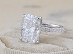 Certified 5 Carat Elongated Lab Grown Cushion Diamond Engagement Ring 14kt Solid White Gold Ring: Certified 5 Carat Elongated D VVS1 Lab Grown Cushion Diamond Engagement Ring 14kt Solid White Gold Ring - Ring Size US 6 - Ring Resize Available free of Cost - Free Shipping