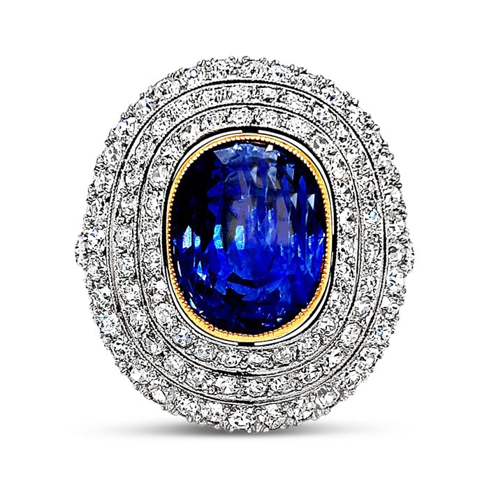 Certified 10 Carat Oval Cut Lab Grown Blue Sapphire 14kt Solid White Gold Engagement Ring: Certified 10 Carat Oval Cut Lab Grown Blue Sapphire 14kt Solid White Gold Engagement Ring- Side Stone Lab Grown Diamonds 0.70 ct Round Cut D Color VVS1 - Ring Size US 6.5 - Resize Available free of Co