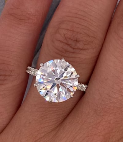 Certified 10 Carat Lab Grown Diamond 14kt Solid White Gold Engagement Ring: Certified 10 Carat Lab Grown Diamond 14kt Solid White Gold Engagement Ring VVS1 D Color Round - Side Stone is Lab Grwon Diamonds vs1 e color 0.60 Ct - Ring Size US 7 - Resize Available free of Cost - 