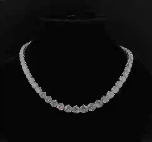 Certified - 18Kt Solid White Gold - Lab grown diamond Necklace D Color VVS1 Round 25 Carat (1 of 3)