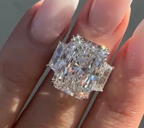 Certified 10 Carat Radiant Cut Lab Grown Diamond 14kt Solid White Gold Engagement Ring: Certified 10 Carat Radiant Cut D VVS1 Lab Grown Diamond 14kt Solid White Gold Engagement Ring - Side Stone is Lab Grown Diamonds E VS1 2.50 CT color round cut - Ring Size US 6.5