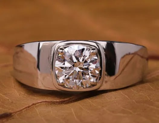 3 CT Round Cut Lab Grown Diamond Engagement Ring For Men's , Solitaire Ring (1 of 3)