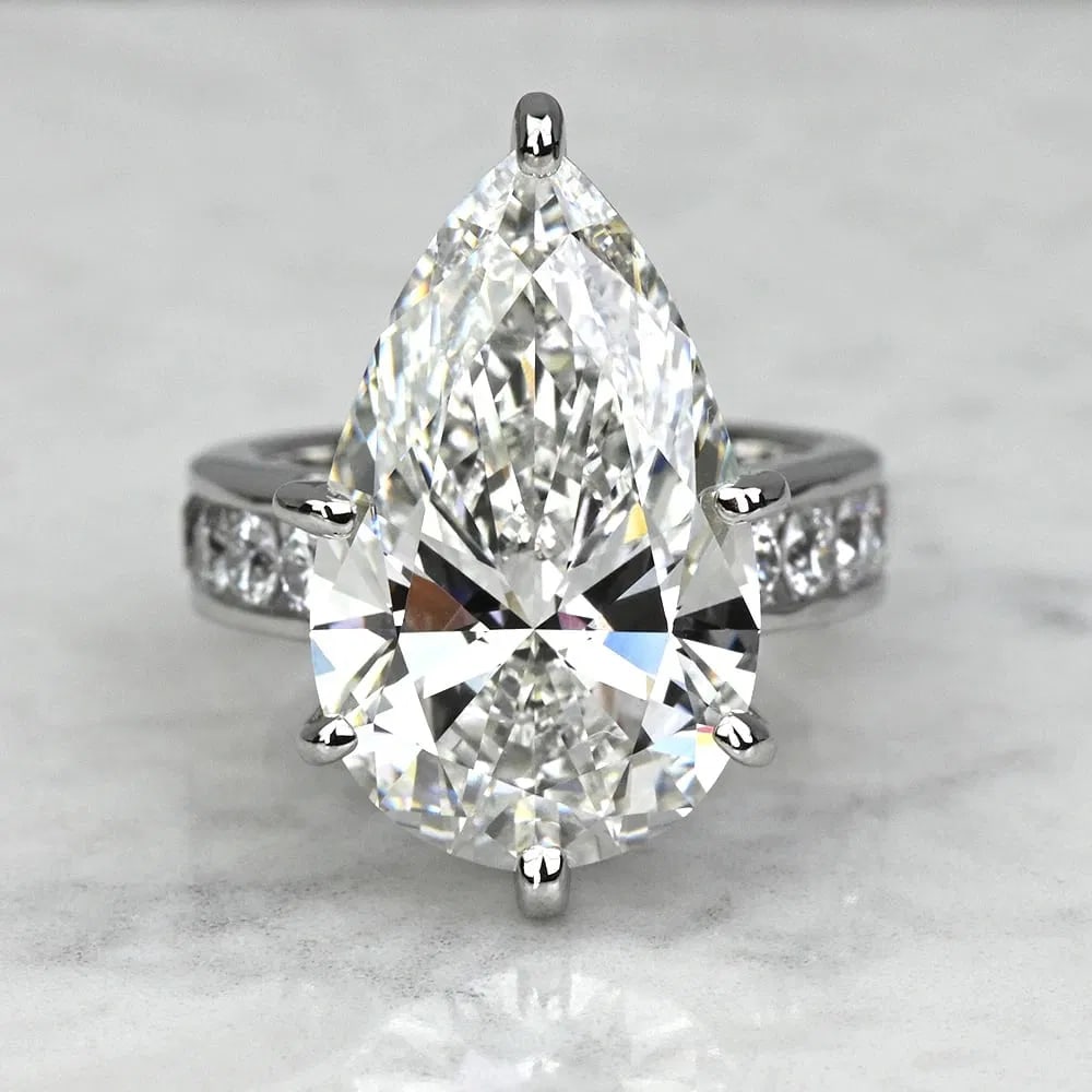 Certified 10 Ct. Lab Grown Diamond Engagement Ring in 14K Solid White Gold - Pear Cut: Certified 10 Ct. Lab Grown Diamond Pear Cut Engagement Ring in 14K Solid White Gold - F-Color VVS1 Side Stone is 0.70 ct lab Grown Diamond Cut Excellent Luster- Ring Size US- 6.5 -)Ring Resize Availab