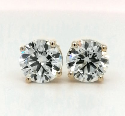 Certified 6.00 Ct. Lab Grown Diamond Earrings in 14K Solid Yellow Gold: Certified 6.00 Ct. Lab Grown Diamond Earrings in 14K Solid Yellow Gold D Color VVS1 Round Cut