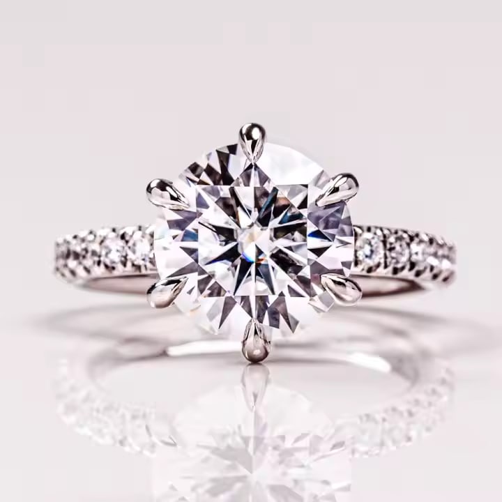 Certified 5 Carat Round Cut Lab Grown Diamond 14kt Solid White Gold Engagement Ring: Certified 5 Carat Round Cut D VVS1 Lab Grown Diamond 14kt Solid White Gold Engagement Ring Side Stone is Lab Grwon Diamond - 0.60 Ct - D Color VS1 - Ring Size US - 7