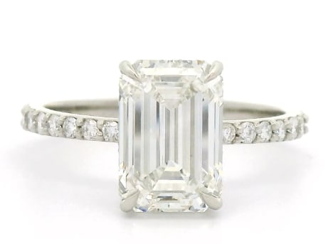 Certified 10 Ct Lab Grown Diamond Engagement Ring in 14K Solid White Gold - Emerald Cut (1 of 3)