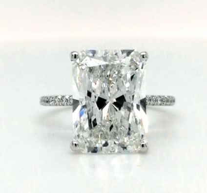 Certified 10 Ct Lab Grown Diamond Engagement Ring in 14K Solid White Gold - Radiant Cut: Certified 10 Ct VVS1 D Color Lab Grown Diamond Engagement Ring in 14K Solid White Gold - Radiant Cut Side Stone is Lab grown diamonds vs1 e color 0.40 -Ring Size US - 6.5
