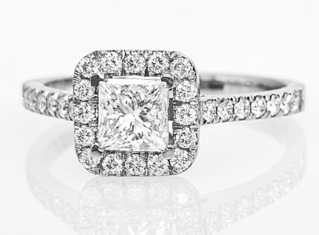 Certified 1.5 Ct Lab Grown Diamond Engagement Ring in 14K Solid White Gold - Princess Cut: Certified 1.5 Ct Lab Grown Diamond Engagement Ring in 14K Solid White Gold - Princess Cut - Side Stone Lab Grown Diamonds vs1 e color - Ring Size US -7