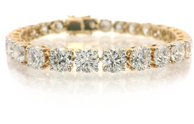 7 MM - D VVS1 Round Cut Lab Grown Diamond Tennis Bracelet 14k Solid Yellow Gold 8 Inch: 7 MM - D VVS1 Round Cut Lab Grown Diamond Tennis Bracelet 14k Solid Yellow Gold 8 Inch