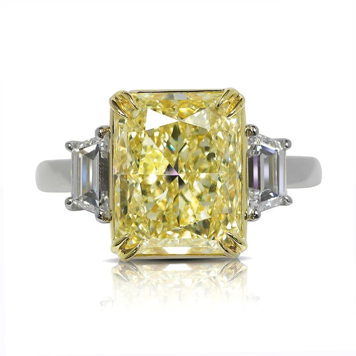 Certified 1.53 Carat Natural Diamond Yellow Color 14kt Solid White Gold Engagement Ring: Certified 1.53 Carat VS1 Radiant Cut Natural Diamond Yellow Color 14kt Solid White Gold Engagement Ring -Side Stone is Natural Diamonds VS1 E Color Fancy Cut 0.60 CT - Ring Size US 6