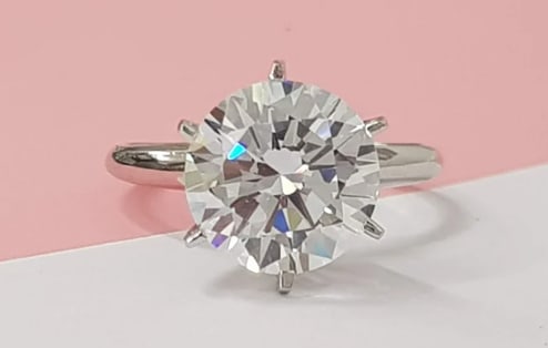 Certified 3.5 Carat Lab Grown Diamond D VVS1 Color 14kt Solid White Gold Engagement Ring: Certified 3.5 Carat Lab Grown Diamond D VVS1 Color 14kt Solid White Gold Engagement Ring - Ring Size US 7