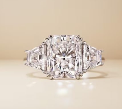 Certified 6.5 Ct Radiant Cut D VVS1 Lab Grown Diamond 14kt Solid White Gold Engagement Ring: Certified 6.5 Ct Radiant Cut D VVS1 Lab Grown Diamond 14kt Solid White Gold Engagement Ring - Side Stone Lab Grown Diamonds 0.80 CT Round Cut VS1 D Color - Ring Size US 6