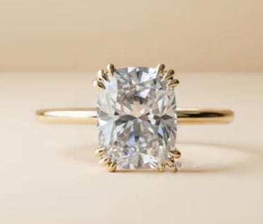 Certified 3 Ct Long cushion Cut D VVS1 Lab Grown Diamond 14kt Solid Yellow Gold Engagement Ring: Certified 3 Ct Long cushion Cut D VVS1 Lab Grown Diamond 14kt Solid Yellow Gold Engagement Ring - Ring Szie US 6