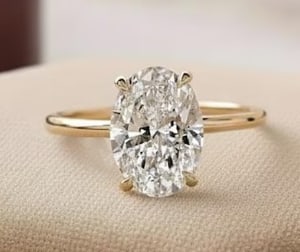 Certified 3 Ct Oval Cut D VVS1 Lab Grown Diamond 14kt Solid Yellow Gold Engagement Ring: Certified 3 Ct Oval Cut D VVS1 Lab Grown Diamond 14kt Solid Yellow Gold Engagement Ring - Side Stone Lab Grown Diamonds 0.20 CT Round Cut VS1 E Color - Ring Size US 6