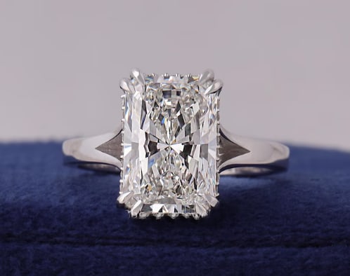 Certified 5 Ct Radiant Cut D VVS1 Lab Grown Diamond 14kt Solid White Gold Engagement Ring: Certified 5 Ct Radiant Cut D VVS1 Lab Grown Diamond 14kt Solid White Gold Engagement Ring- Side Stone Lab Grown Diamonds 0.20 CT Round Cut VS1 E Color - Ring Size US 6.5