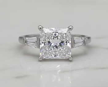 Certified 3 Ct Princess Cut D VVS1 Lab Grown Diamond 14kt Solid White Gold Engagement Ring (1 of 3)