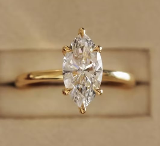 Certified 2 Ct Marquise Cut D VVS1 Lab Grown Diamond 14kt Solid Yellow Engagement Ring: Certified 2 Ct Marquise Cut G VVS1 Lab Grown Diamonds 14kt Solid Yellow Engagement Ring - Ring Size US 7