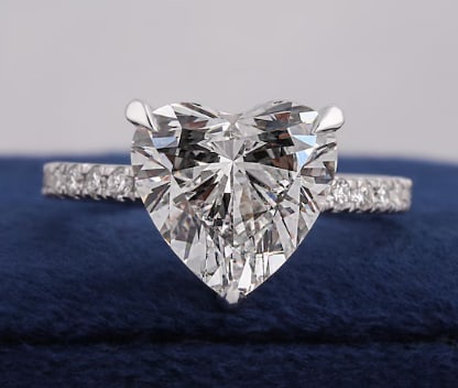 Certified 5 Ct Heart Cut D VVS1 Lab Grown Diamond 14kt Solid White Engagement Ring: Certified 5 Ct Heart Cut D VVS1 Lab Grown Diamond 14kt Solid White Engagement Ring - Side Stone Lab Grown Diamonds 0.50 CT Round Cut VS1 E Color - Ring Size US 6.5