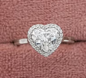 Certified 3 Ct Heart Cut D VVS1 Lab Grown Diamond 14kt Solid White Engagement Ring: Certified 3 Ct Heart Cut D VVS1 Lab Grown Diamond 14kt Solid White Engagement Ring - Side Stone Lab Grown Diamonds 0.30 CT Round Cut VS1 E Color - Ring Size US 6