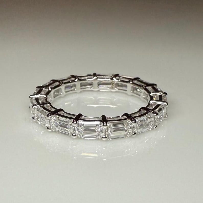 4.00 Carat Baguette Cut Certified D VVS1 Lab Grown Diamond in 14KT Solid White Gold Engagement Band: 4.00 Carat Baguette Cut Certified D VVS1 Lab Grown Diamond in 14KT Solid White Gold Engagement Band -& Free Shipping - Ring Size US 7