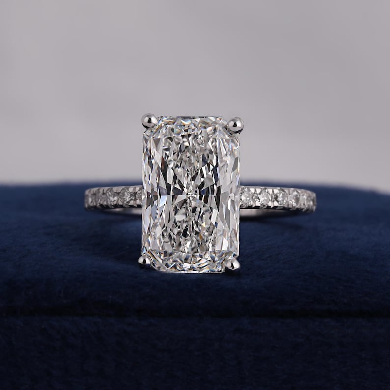 12.00 Carat Radiant Cut Certified D VVS1 Lab Grown Diamond in 14KT Solid White Gold Engagement Ring (1 of 4)