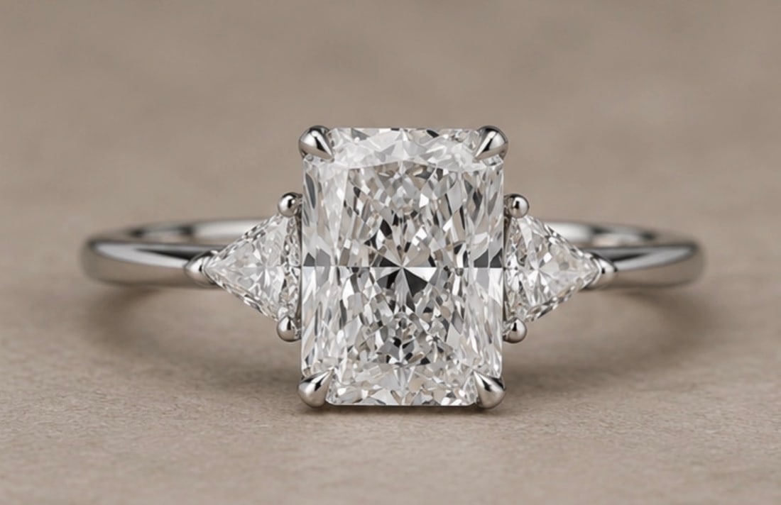 8.00 Carat Radiant Cut Certified D VVS1 Lab Grown Diamond in 14KT Solid White Gold Engagement Ring: 8.00 Carat Radiant Cut Certified D VVS1 Lab Grown Diamond in 14KT Solid White Gold Engagement Ring -Side Stone Lab Grown Diamonds VVS1 D color Fancy cut 1.00 ct - Excellent Luster -& Free Shipping - R