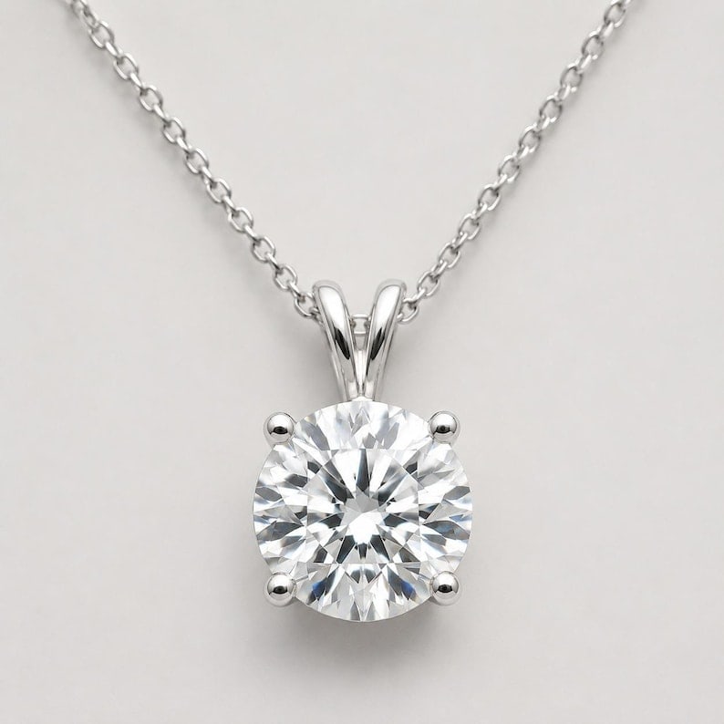 3.5 Carat Round Certified D VVS1 Lab Grown Diamond in 14KT Solid White Gold Pendant: 3.5 Carat Round Certified D VVS1 Lab Grown Diamond in 14KT Solid White Gold Pendant