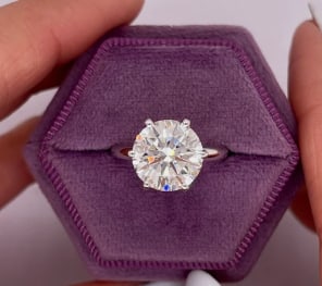 7.5 Ct Round Cut Certified D VVS1 Lab Grown Diamond in 14KT Solid White Gold Engagement Ring: 7.5 Ct Round Cut Certified D VVS1 Lab Grown Diamond in 14KT Solid White Gold Engagement Ring - Ring Size US 7