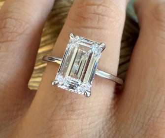 4.5 Carat Emerald Cut Certified D VVS1 Lab Grown Diamond in 14KT Solid White Gold Engagement Ring: 4.5 Carat Emerald Cut Certified D VVS1 Lab Grown Diamond in 14KT Solid White Gold Engagement Ring - Side Stone Lab Grown Diamonds VVS1 D Color Round 0.20 Ct - Ring Size US - 7