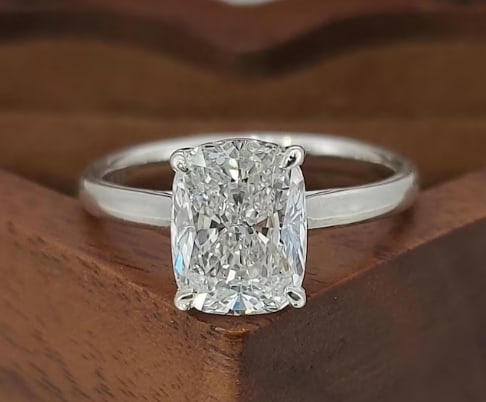 3.50 Carat Cushion Cut Certified D VVS1 Lab Grown Diamond in 14KT Solid White Gold Engagement Ring: 3.50 Carat Cushion Cut Certified D VVS1 Lab Grown Diamond in 14KT Solid White Gold Engagement Ring - Side Stone Lab Grown Diamonds VVS1 D Color Round 0.20 Ct - Ring Size US - 6.5