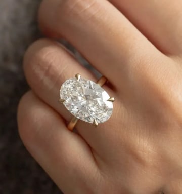 5.00 Carat Oval Cut Certified D VVS1 Lab Grown Diamond in 14KT Solid Yellow Gold Engagement Ring: 5.00 Carat Oval Cut Certified D VVS1 Lab Grown Diamond in 14KT Solid Yellow Gold Engagement Ring - Side Stone Lab Grown Diamonds VVS1 D Color Round 0.35 Ct - Ring Size US - 6.5