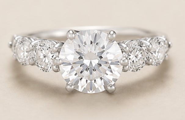 3.00 Carat Round Cut Certified D VVS1 Lab Grown Diamond in 14KT Solid White Gold Engagement Ring: 3.00 Carat Round Cut Certified D VVS1 Lab Grown Diamond in 14KT Solid White Gold Engagement Ring - Side Stone Lab Grown Diamonds VVS1 D color Round cut 0.60 ct - Excellent Luster -& Free Shipping - Ri